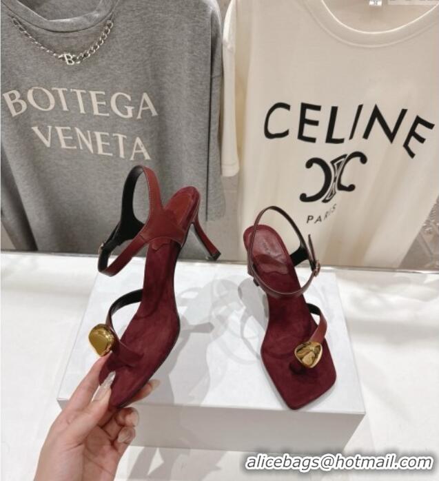 Classic The Row Calfskin Leather Sandals 7.5cm Heel TR052808 Burgundy 2025