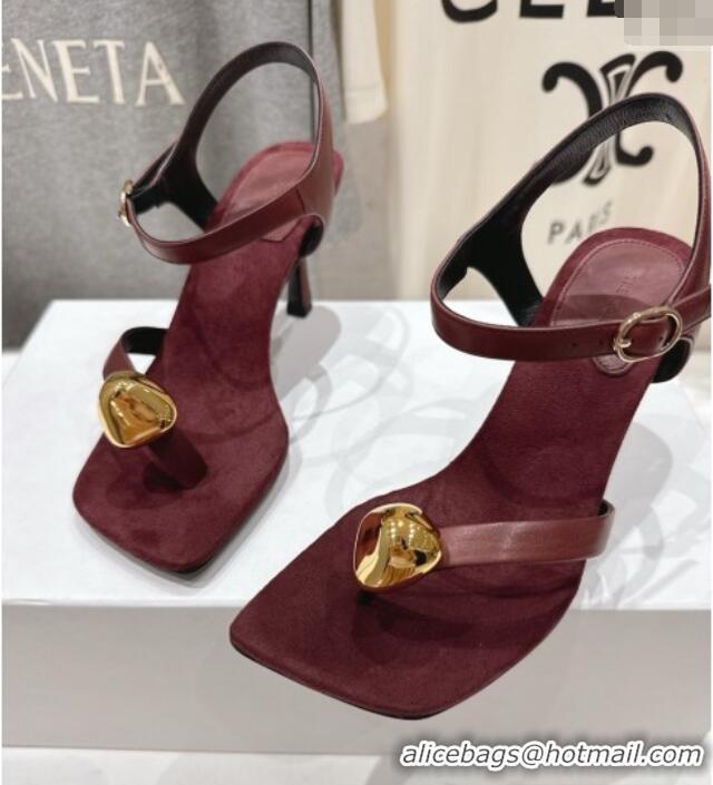 Classic The Row Calfskin Leather Sandals 7.5cm Heel TR052808 Burgundy 2025
