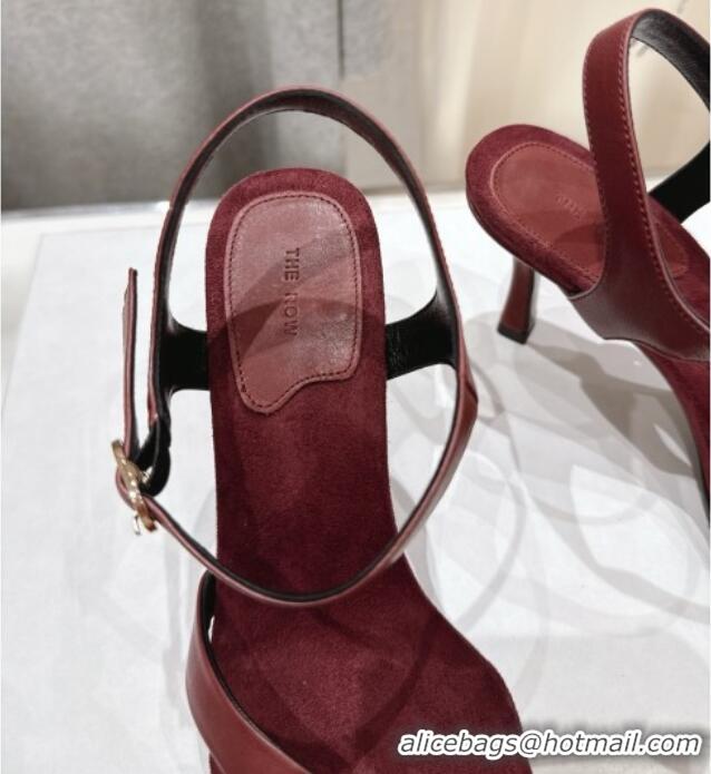 Classic The Row Calfskin Leather Sandals 7.5cm Heel TR052808 Burgundy 2025