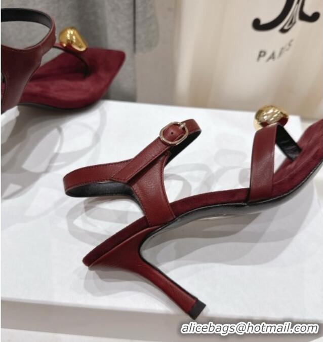 Classic The Row Calfskin Leather Sandals 7.5cm Heel TR052808 Burgundy 2025