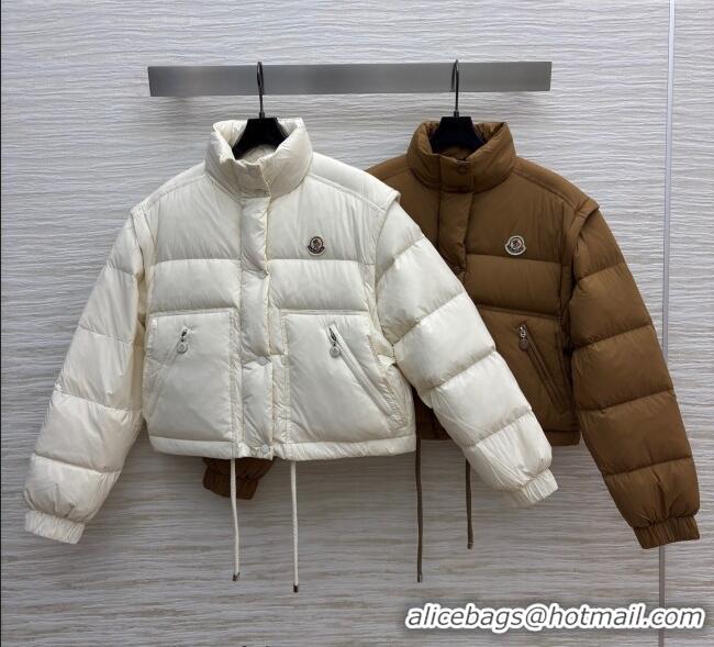 Grade Quality Moncler Detachable Short Down Jacket M091842 White/Brown 2025