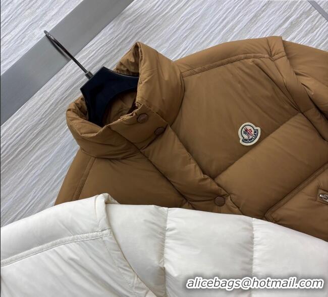 Grade Quality Moncler Detachable Short Down Jacket M091842 White/Brown 2025