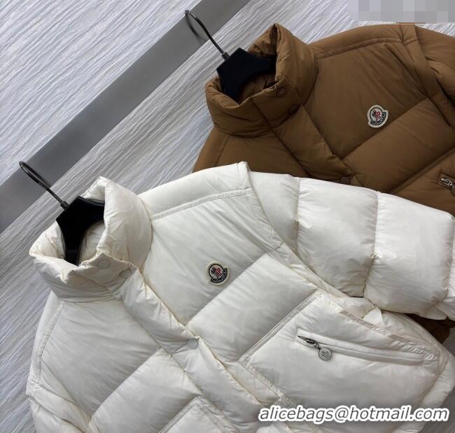 Grade Quality Moncler Detachable Short Down Jacket M091842 White/Brown 2025