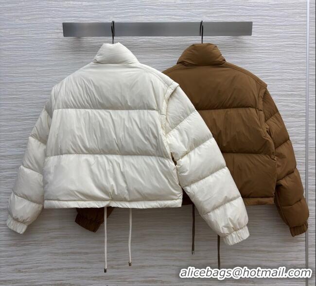 Grade Quality Moncler Detachable Short Down Jacket M091842 White/Brown 2025