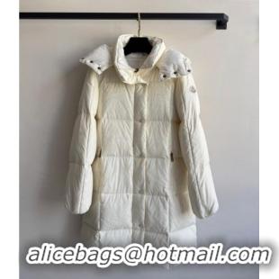 Buy Classic Moncler Quilted Long Down Jacket M091843 White 2025