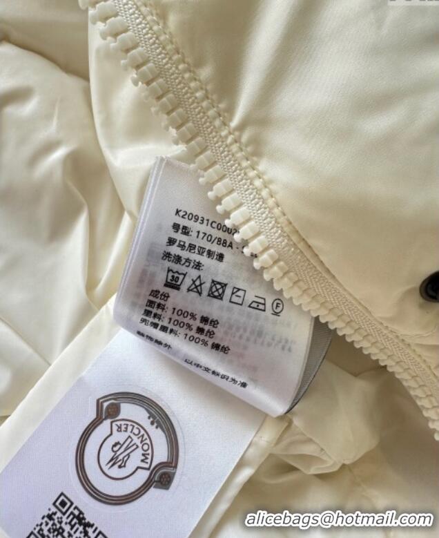 Buy Classic Moncler Quilted Long Down Jacket M091843 White 2025