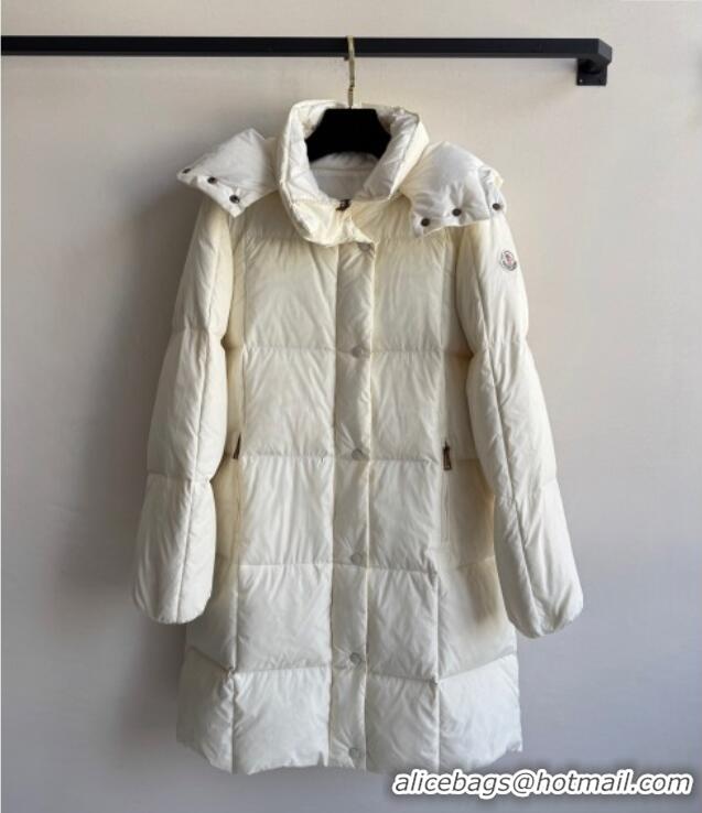 Buy Classic Moncler Quilted Long Down Jacket M091843 White 2025