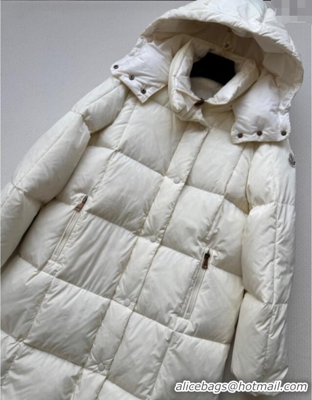 Buy Classic Moncler Quilted Long Down Jacket M091843 White 2025