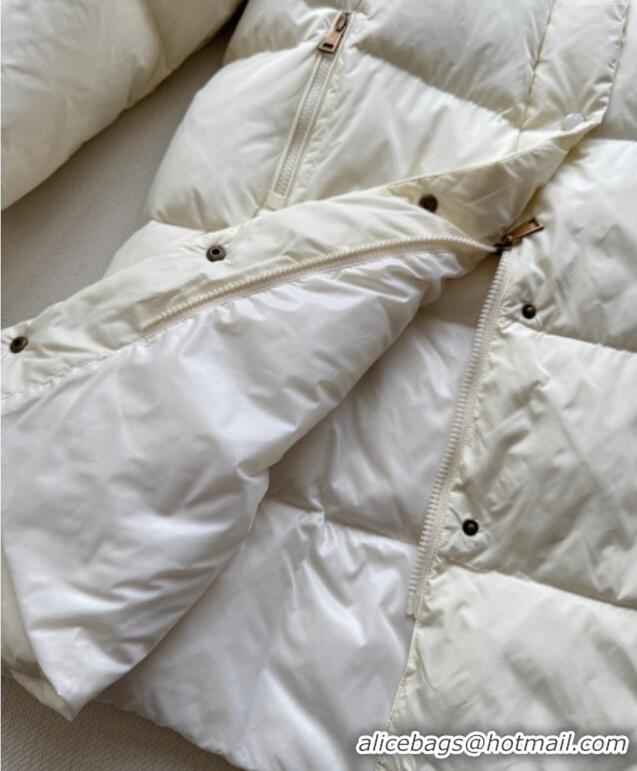 Buy Classic Moncler Quilted Long Down Jacket M091843 White 2025