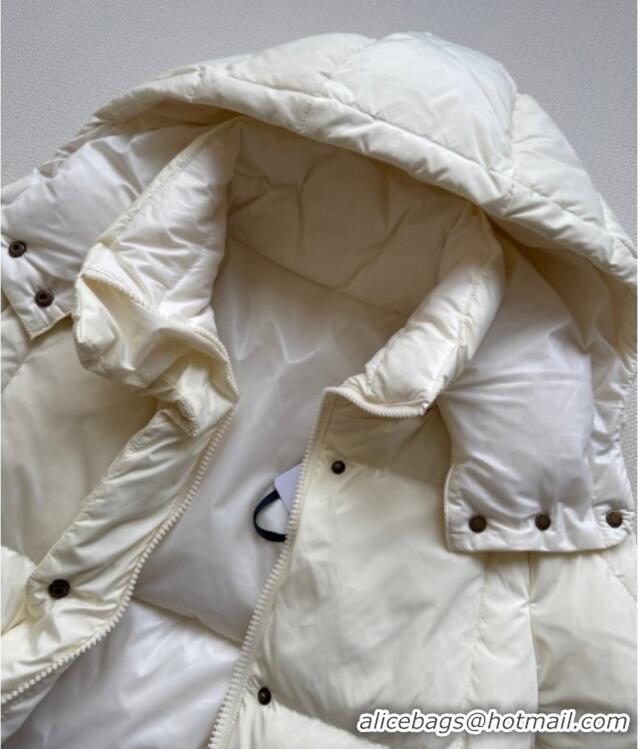 Buy Classic Moncler Quilted Long Down Jacket M091843 White 2025