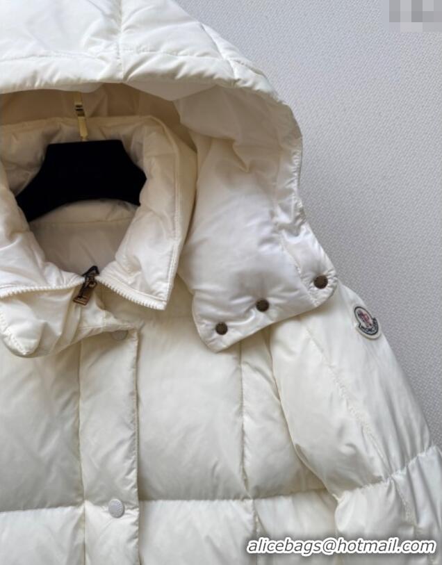 Buy Classic Moncler Quilted Long Down Jacket M091843 White 2025