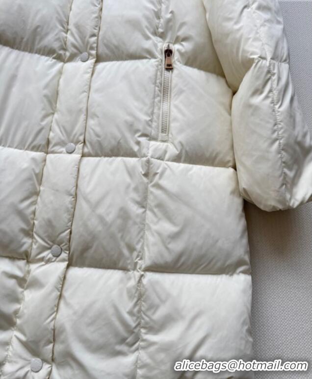 Buy Classic Moncler Quilted Long Down Jacket M091843 White 2025