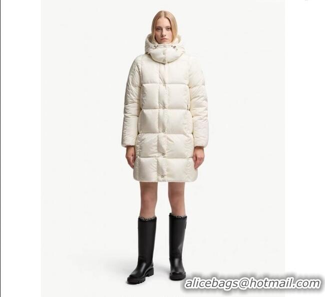 Buy Classic Moncler Quilted Long Down Jacket M091843 White 2025