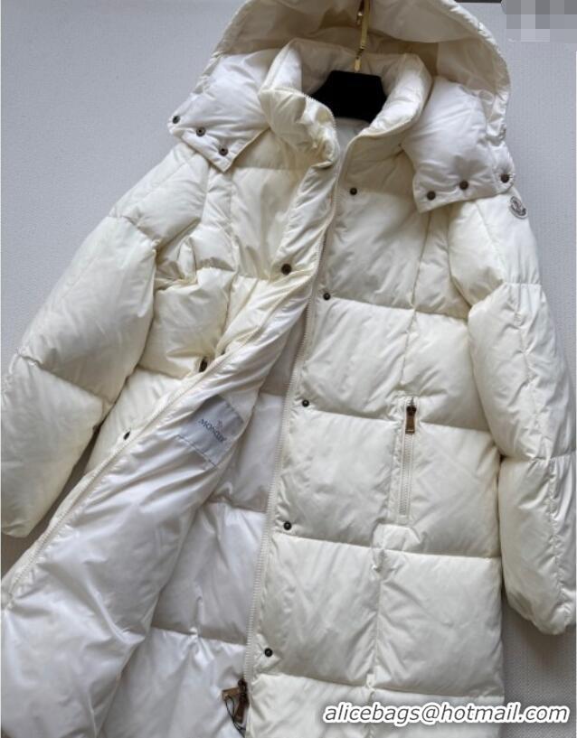 Buy Classic Moncler Quilted Long Down Jacket M091843 White 2025