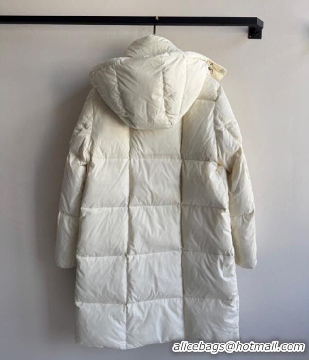 Buy Classic Moncler Quilted Long Down Jacket M091843 White 2025