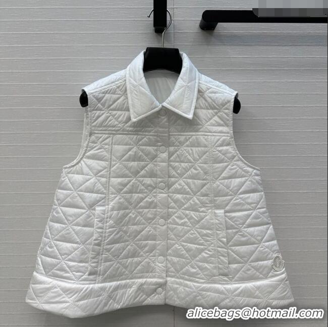 Traditional Discount Moncler A-Shaped Down Vest M091850 White 2025