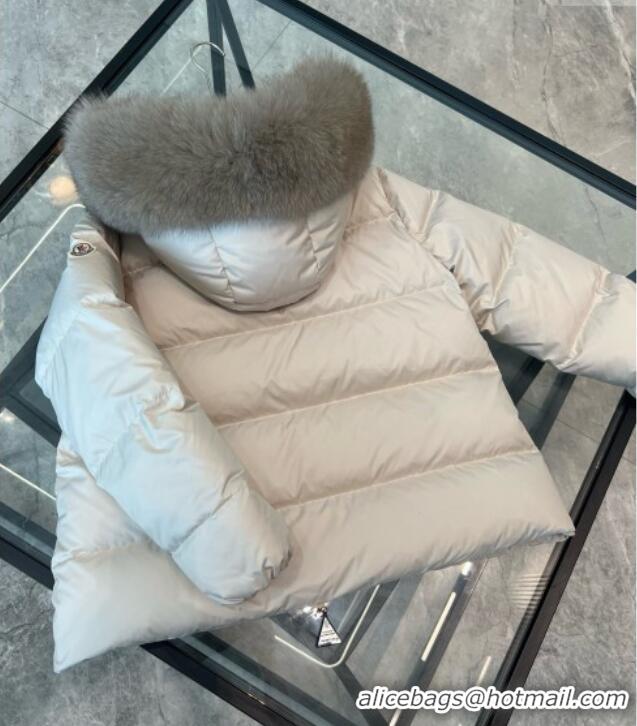 Low Cost Moncler A-Shaped Down Jacket with Fox Fur 1014 White 2025