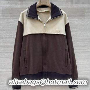 Hot Sell Cheap Miu Miu Patchwork Jacket 0717 Beige/Brown 2025