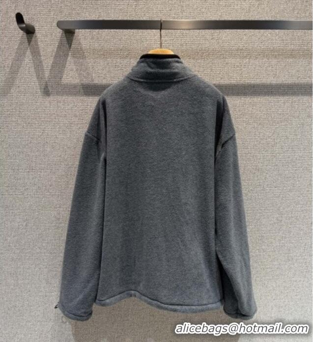 Luxury Discount Miu Miu Fleece Sweatshirt M101406 Grey 2025