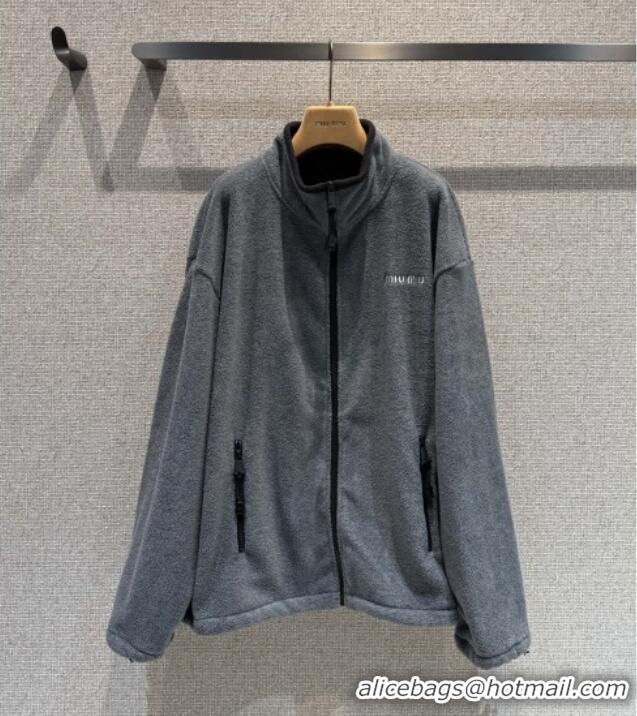 Luxury Discount Miu Miu Fleece Sweatshirt M101406 Grey 2025