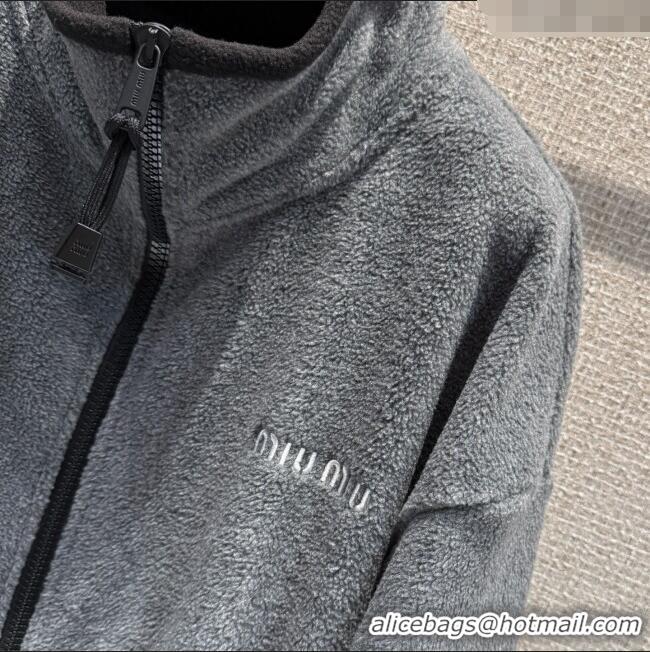 Luxury Discount Miu Miu Fleece Sweatshirt M101406 Grey 2025