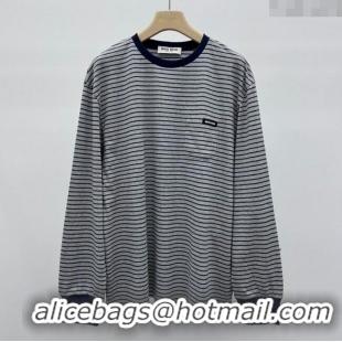 Top Grade Miu Miu Cotton Long T-Shirt MM101415 Grey/Black 2025