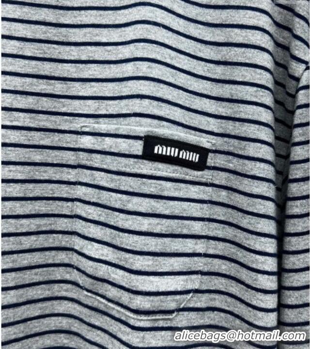 Top Grade Miu Miu Cotton Long T-Shirt MM101415 Grey/Black 2025