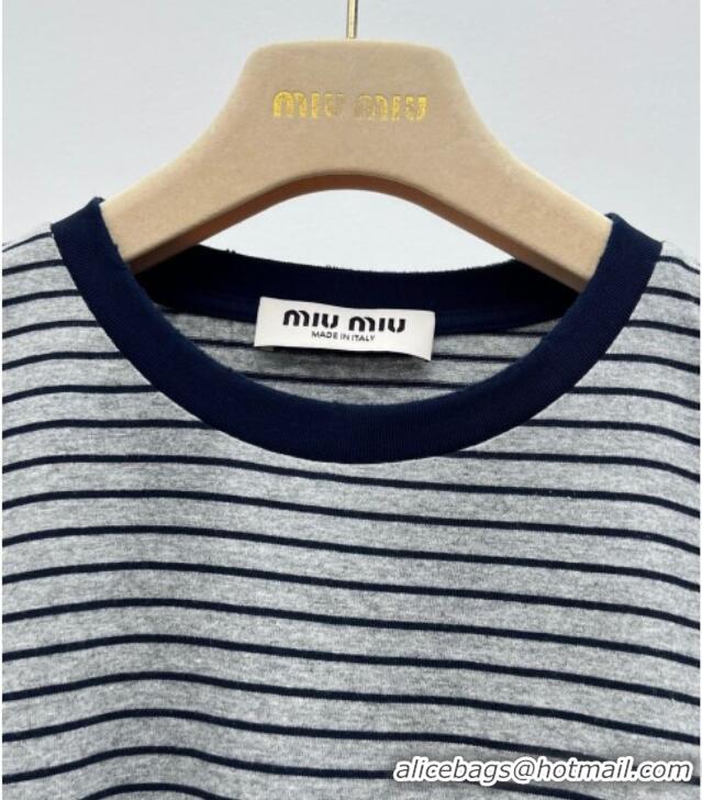 Top Grade Miu Miu Cotton Long T-Shirt MM101415 Grey/Black 2025