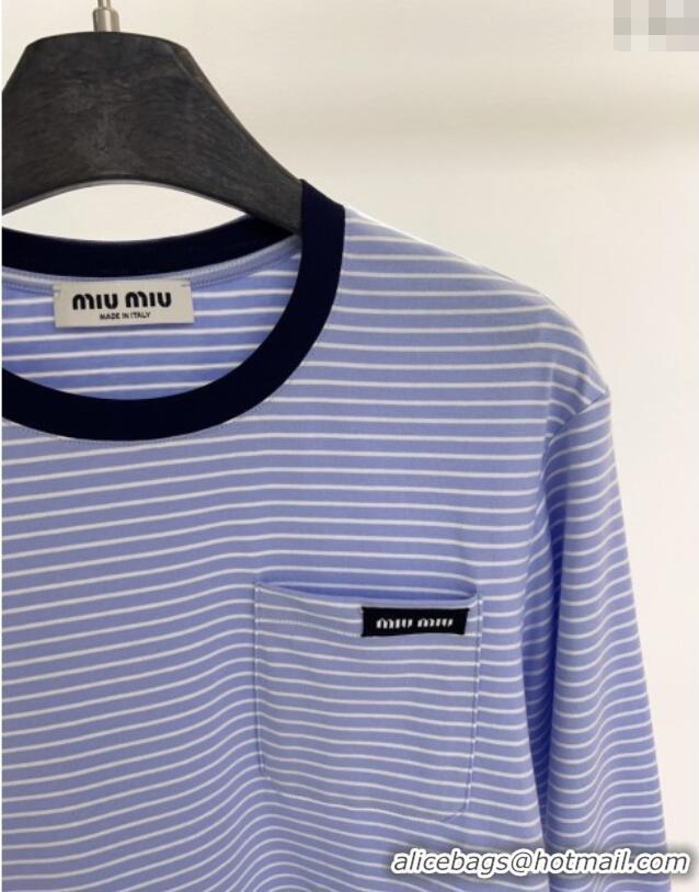 Spot Bulk Miu Miu Cotton Long T-Shirt MM101415 Blue/White 2025