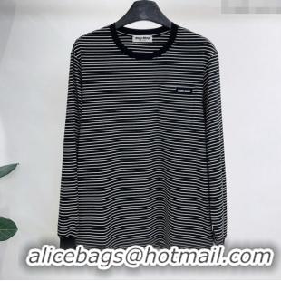 Cheapest Miu Miu Cotton Long T-Shirt MM101415 Black/White 2025