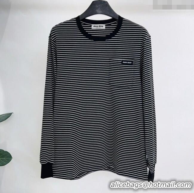 Cheapest Miu Miu Cotton Long T-Shirt MM101415 Black/White 2025
