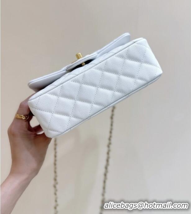 Market Sells Chanel Mini Flap Bag with Top Handle in Grained Shiny Calfskin AS5701 White 2025 Top Quality