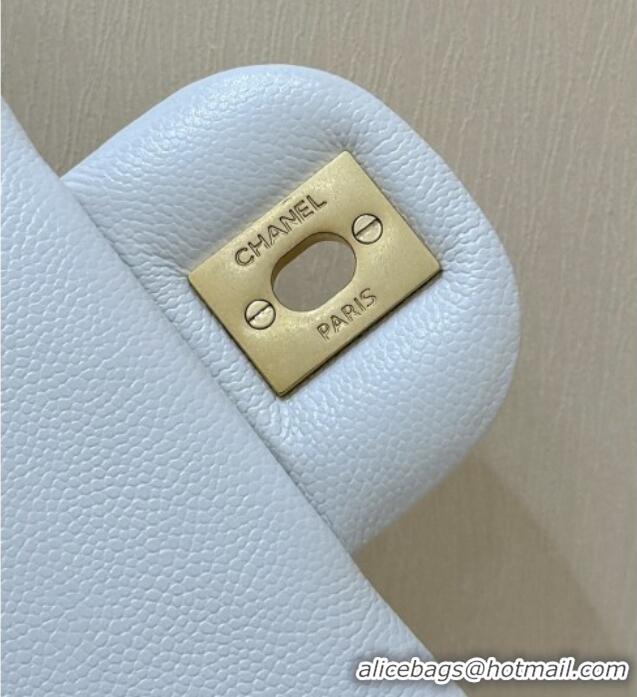 Market Sells Chanel Mini Flap Bag with Top Handle in Grained Shiny Calfskin AS5701 White 2025 Top Quality