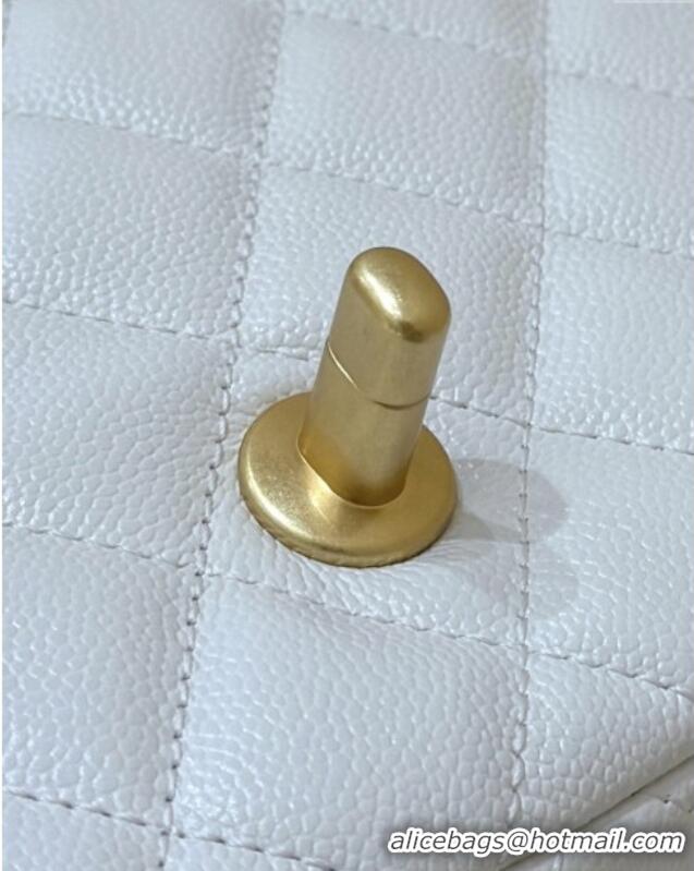 Market Sells Chanel Mini Flap Bag with Top Handle in Grained Shiny Calfskin AS5701 White 2025 Top Quality