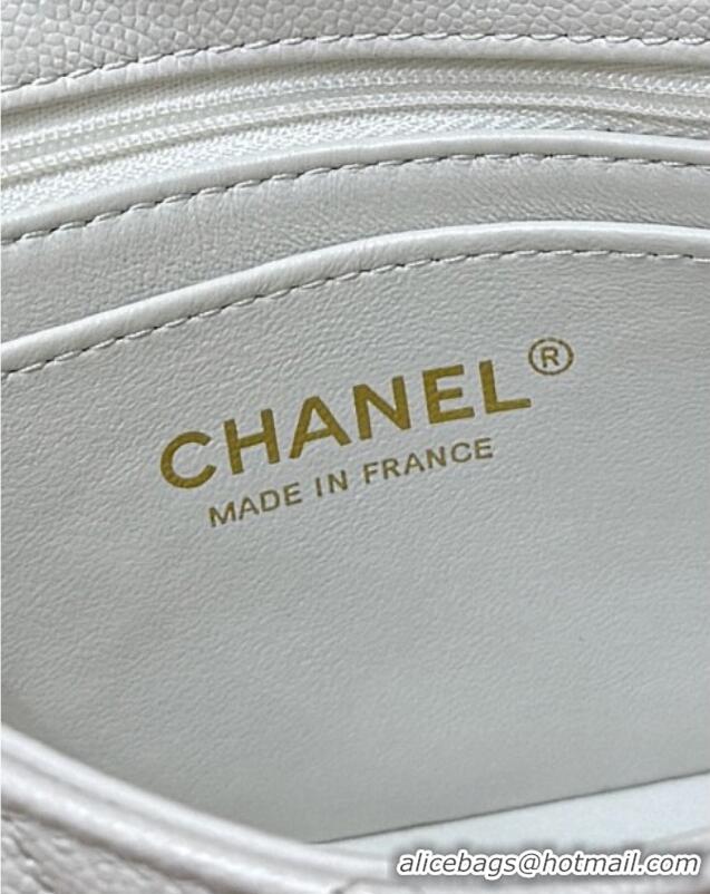 Market Sells Chanel Mini Flap Bag with Top Handle in Grained Shiny Calfskin AS5701 White 2025 Top Quality