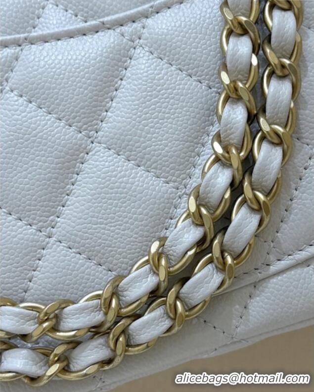Market Sells Chanel Mini Flap Bag with Top Handle in Grained Shiny Calfskin AS5701 White 2025 Top Quality