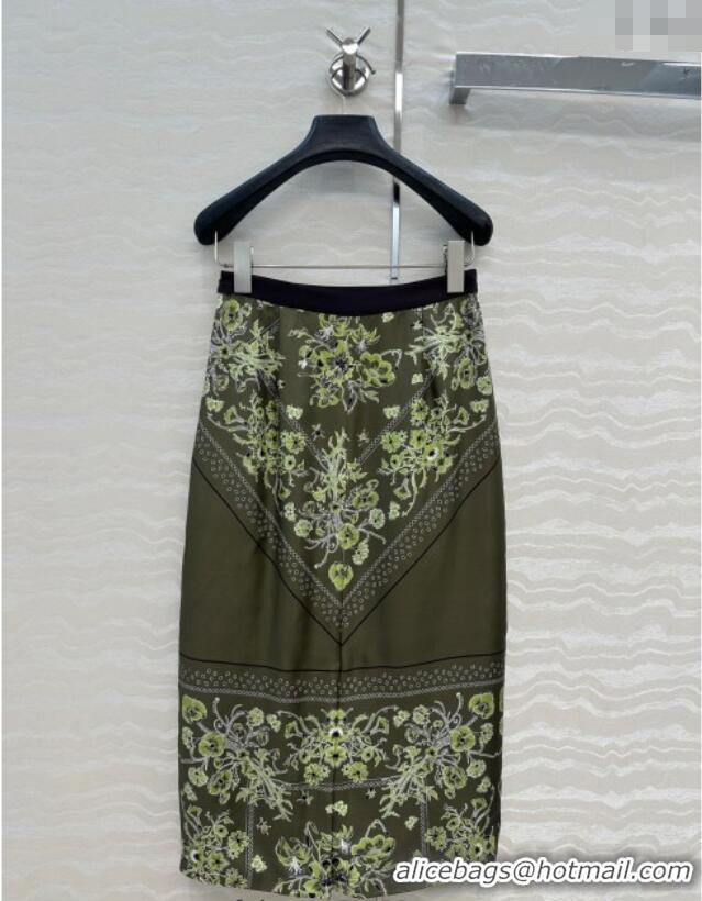 Affordable Price Gucci Silk Skirt GG101501 Green 2025