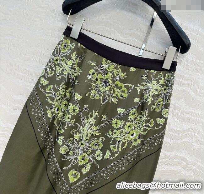 Affordable Price Gucci Silk Skirt GG101501 Green 2025