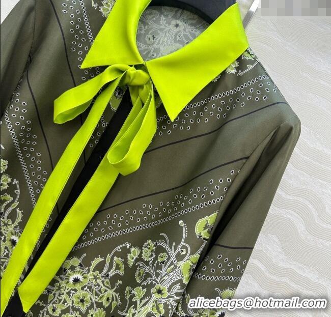Super Quality Gucci Silk Shirt GG101501 Green 2025