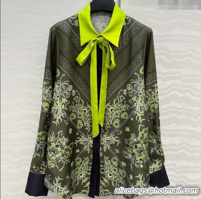 Super Quality Gucci Silk Shirt GG101501 Green 2025
