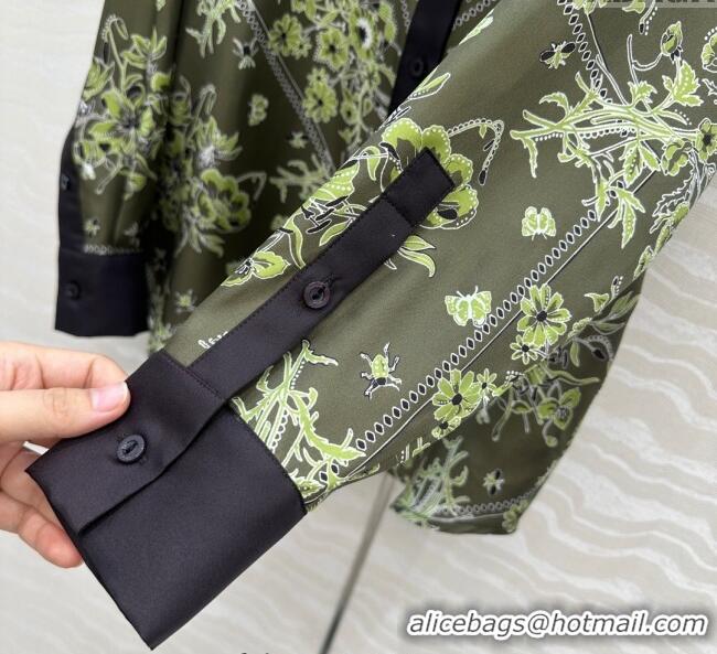 Super Quality Gucci Silk Shirt GG101501 Green 2025
