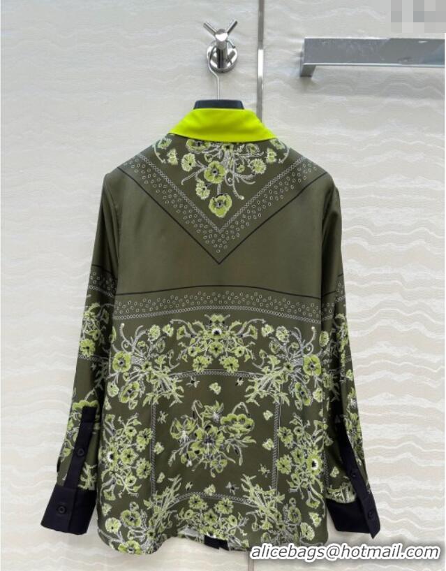 Super Quality Gucci Silk Shirt GG101501 Green 2025