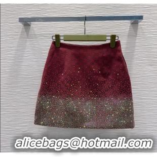 Grade Design Gucci GG and Cotton Padded Mini Skirt with Strass 1015 Red 2025