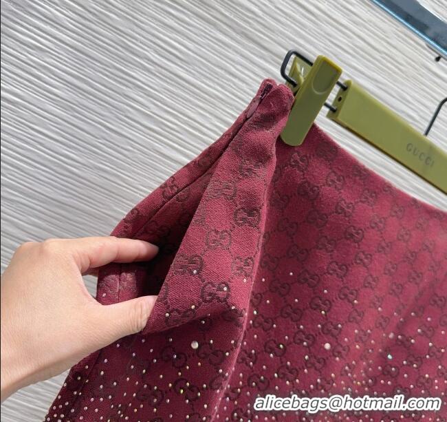 Grade Design Gucci GG and Cotton Padded Mini Skirt with Strass 1015 Red 2025