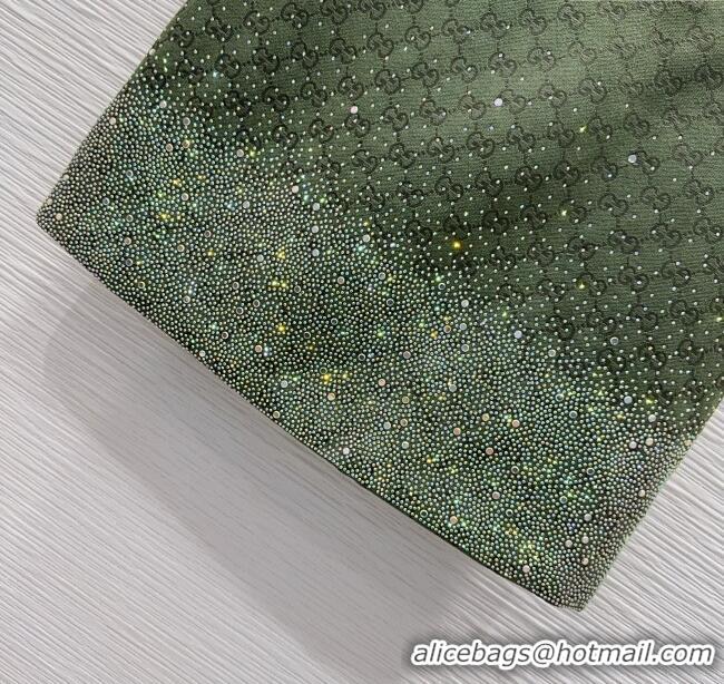 Best Quality Gucci GG and Cotton Padded Mini Skirt with Strass 1015 Green 2025