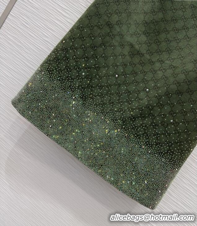 Famous Brand Gucci GG and Cotton Padded Dress with Strass 1015 Green 2025