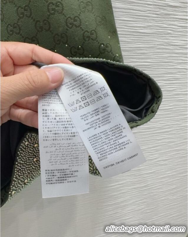 Famous Brand Gucci GG and Cotton Padded Dress with Strass 1015 Green 2025
