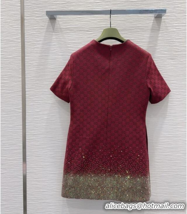 Well Crafted Gucci GG and Cotton Padded Dress with Strass 1015 Red 2025