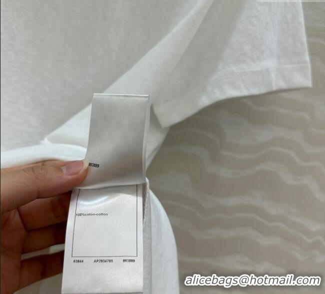 Classic Grade Chanel Cotton T-Shirt with Pearl Collar CH061224 White 2025