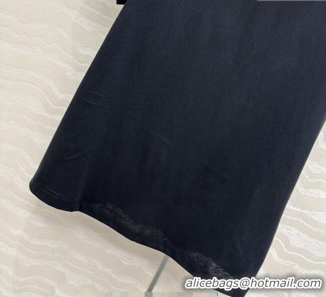 Buy Discount Chanel Cotton T-Shirt with Pearl Collar CH061224 Black 2025